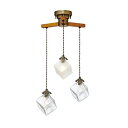 【200円クーポン】 INTERFORM インターフォルム ペンダントライト クアドラト -ダングル3- 小形LED電球付 真鍮 + ブラウンウッド ミックスガ...