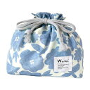 【200円クーポン】 Wpc. ワールドパーティー 2024 Patterns 巾着 花と鳥ブルー はっ水 お弁当 グッズ はっ水 簡易保冷生地 保冷剤ポケット...