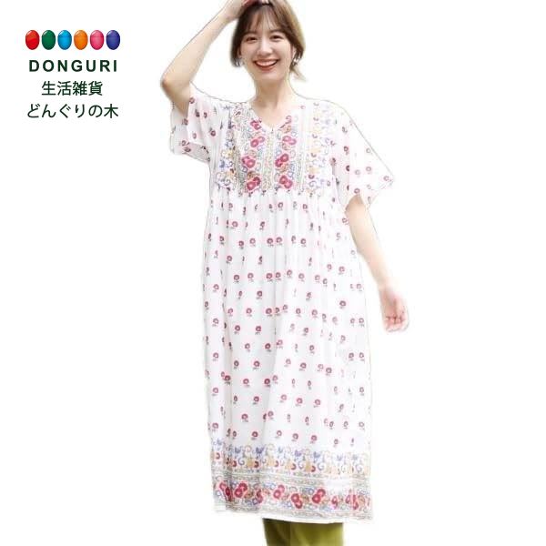 【200円クーポン】 トモコーポレーション Shanti Shanti レトロフラワー柄ワンピース WEB限定 ナチュラル FREE <トモコーポレーション プ...