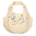 【200円クーポン】 ROOTOTE ルートート ROOSHOPPER エコバッグ リサイクル コットン 大容量 ねこ柄 EU.ラウンド.ブラサガリネコ-A 1188 レディース 01 シロ <ルートート 父の日 レディース プレゼント かわいい おしゃれ お返し>