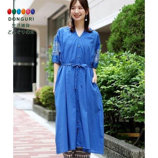 【200円クーポン】 トモコーポレーション PORINA クローバー刺繍ワンピース WEB限定 ブルー FREE <トモコーポレーション プレゼント 入園祝い ...