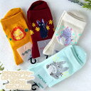 メール便OK ジブリ グッズ 25SS ジブリキャラクター 靴下(ソックス) 部分ブークレー 23-25cm(全4柄・選択式) 大人用サイズ スタジオジブリ ギフト レディース じぶり ととろ トトロ ジジ 坊ネズミ カルシファー キャラクター靴下