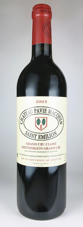 シャトー・パヴィ・マカン [2003] サンテミリオン・グラン・クリュ・クラッセ Chateau Pavie Macquin [2003] AOC Saint Emilion Grand Cru Classe /赤/