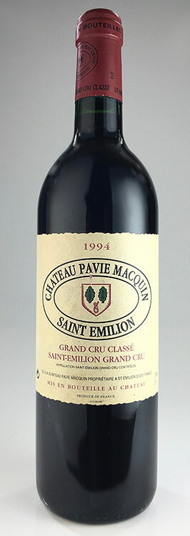 シャトー・パヴィ・マカン [1994] サンテミリオン・グラン・クリュ・クラッセ Chateau Pavie Macquin [1994] AOC Saint Emilion Grand Cru Classe /赤/