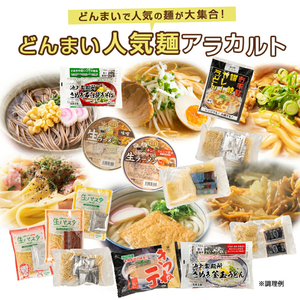 【大型セール準備中 】WEB限定 どんまい人気麺アラカルト 送料無料 北海道・沖縄・離島+1500円 池上うどん カレーうどん 生パスタ レンチン 生ラーメン 札幌 味噌ラーメン 醤油ラーメン 焼きそ…