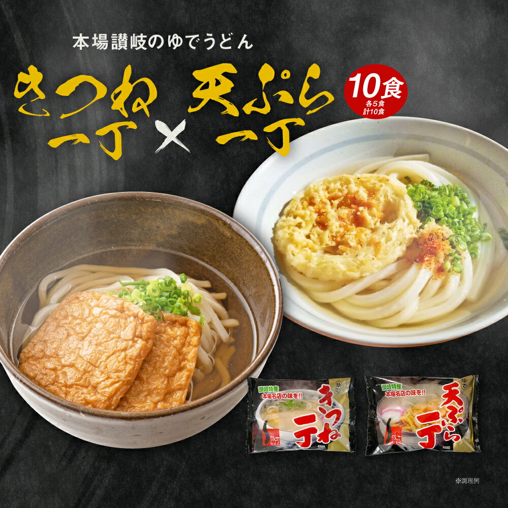 ゆでうどんミックス 計10食 （きつね一丁5食 + 天ぷら一丁5食 計10食 ）きつねうどん 天ぷらうどん 讃岐うどん 送料無料 （北海道・沖縄・離島+1500円） ご当地セット 産直 食品 グルメ 食べ物 ポイント消化 送料無