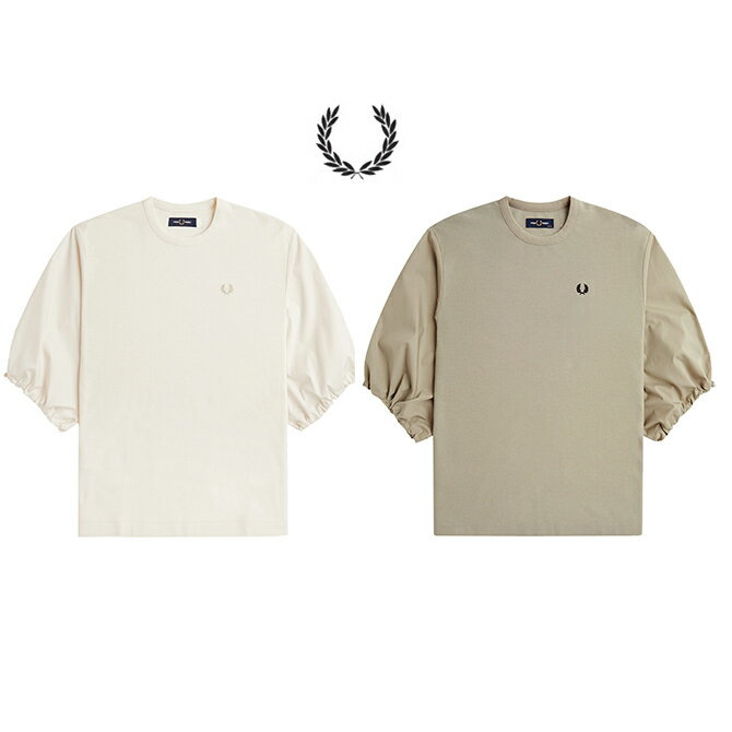 FRED PERRY フレッドペリーGathered Sleeve Pique T-ShirtダブルフェイスピケTシャツサイズ：10本品はポイント＋2倍です！