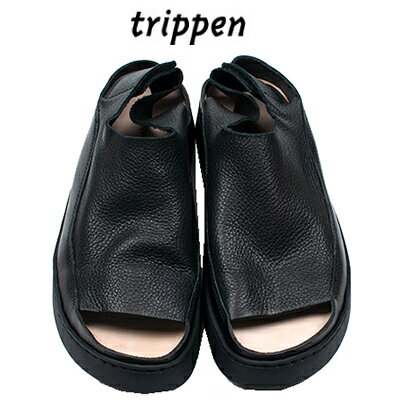 Trippenトリッペン【trippen 正規販売店】ベルクロストラップサンダルカラー: black-vst/black-wax(ブラック)本品はポイント＋9倍です！