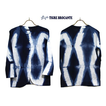 50%OFF SALE【Ladies】セール TIGRE BROCANTE ティグルブロカンテRhombus板締めクルーネックカーディガンカラー：Indigo