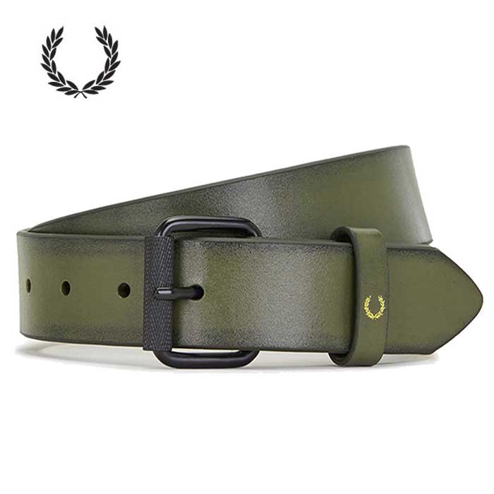 FREDPERRY フレッドペリー Burnished Leather Belt バーニシュトレザーベルトCOLOUR:Q55 UNIFORM GREEN【日本代理店正規品】本品はポイント＋1倍です！※本品の返品 交換は不可となります どうかご了承くださいませ。