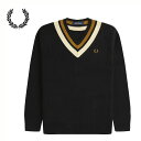 フレッドペリー FREDPERRY[フレッドペリー] Striped Trim V-Neck JumperVネックチルデンニット(チルデンセーター)【日本代理店正規品】COLOUR:198 BLACK本品はポイント＋4倍です！