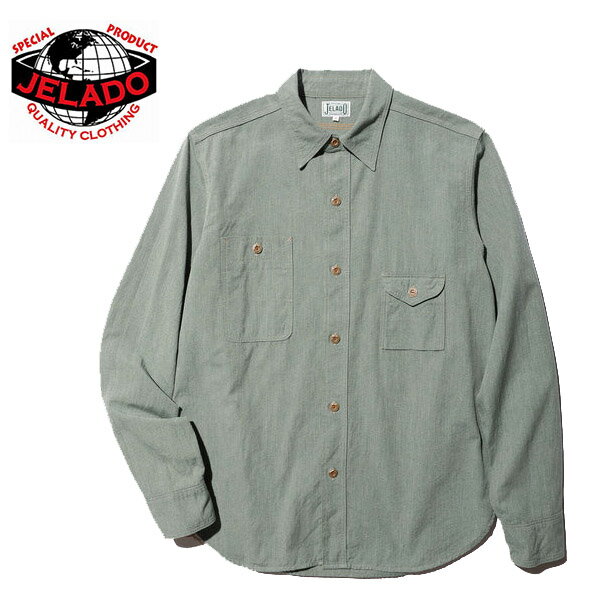 JELADO（ジェラード）Smoker Shirt【JP01109】撚り杢シャンブレーワークシャツColour:Flake Green【正規取扱品】本品はポイント＋4倍です！