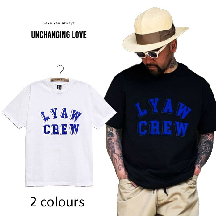 UNCHANGING LOVE  L.Y.A.W FLOCKEY TEE SHIRT SS アートロゴプリント半袖Tシャツ