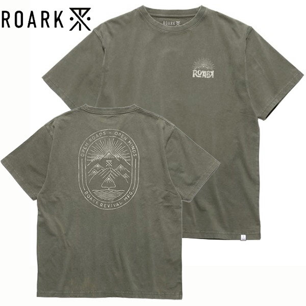 THE ROARK REVIVAL(ロアークリバイバル)OPEN ROADS TEEグラフィックアートプリント半袖TシャツCOLOUR:GRAYISH GREEN【日本代理店正規品】