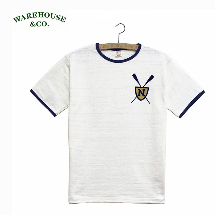 WAREHOUSE & CO.（ウェアハウス）Lot 4059 リンガーT Nローゲージ編半袖リンガーTシャツ COLOR:CREAM x NAVY