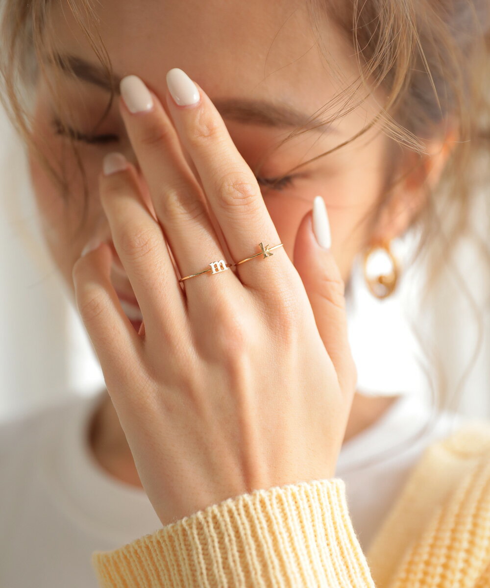 指輪 アルファベットリング レディース ピンキーリング アクセサリー イニシャル 合金 DONOBAN｜ゴールド シルバー ベーシック シンプル 小指 軽量 シンプルデザイン 重ね付け レイヤード ペアリング ドノバン メール便OK