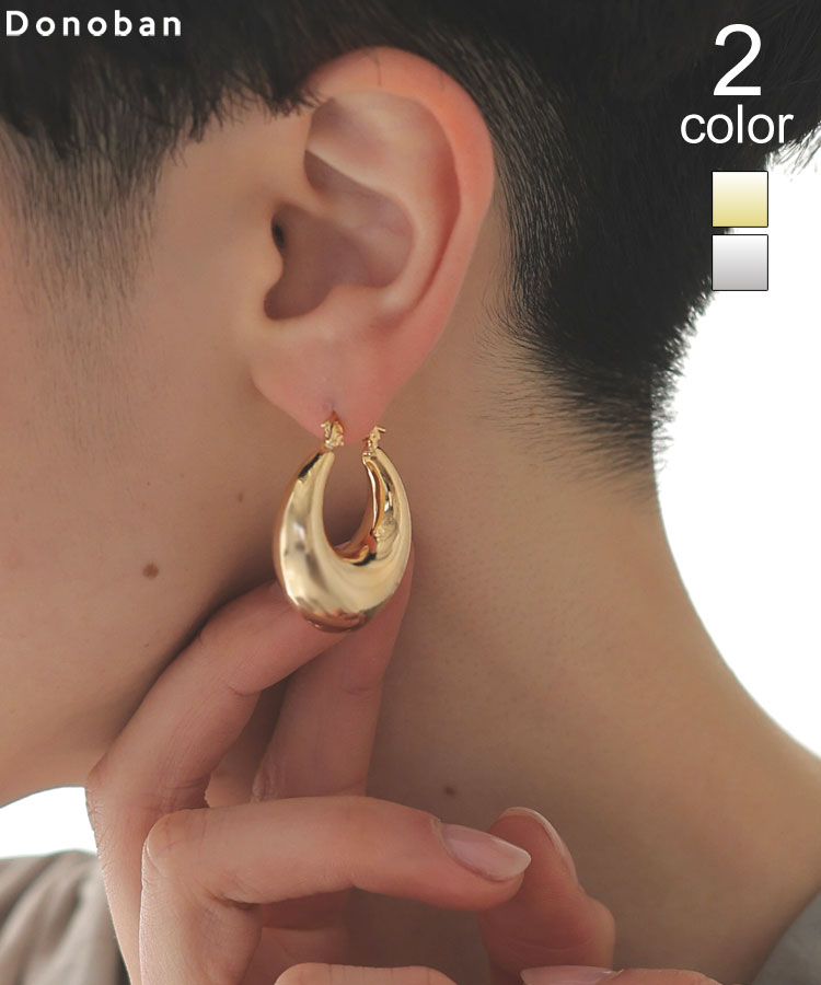 【スーパーSALE限定！3850円→2310円】レディース アクセサリー ピアス 両耳用 大振り 揺れる ゴールドピアス シルバーピアス アクセ フープピアス 輪っか ボリュームドロップピアス Donoban at.｜韓国ファッション 小物 人気 ギフト アクセサリーブランド ドノバンのサムネイル