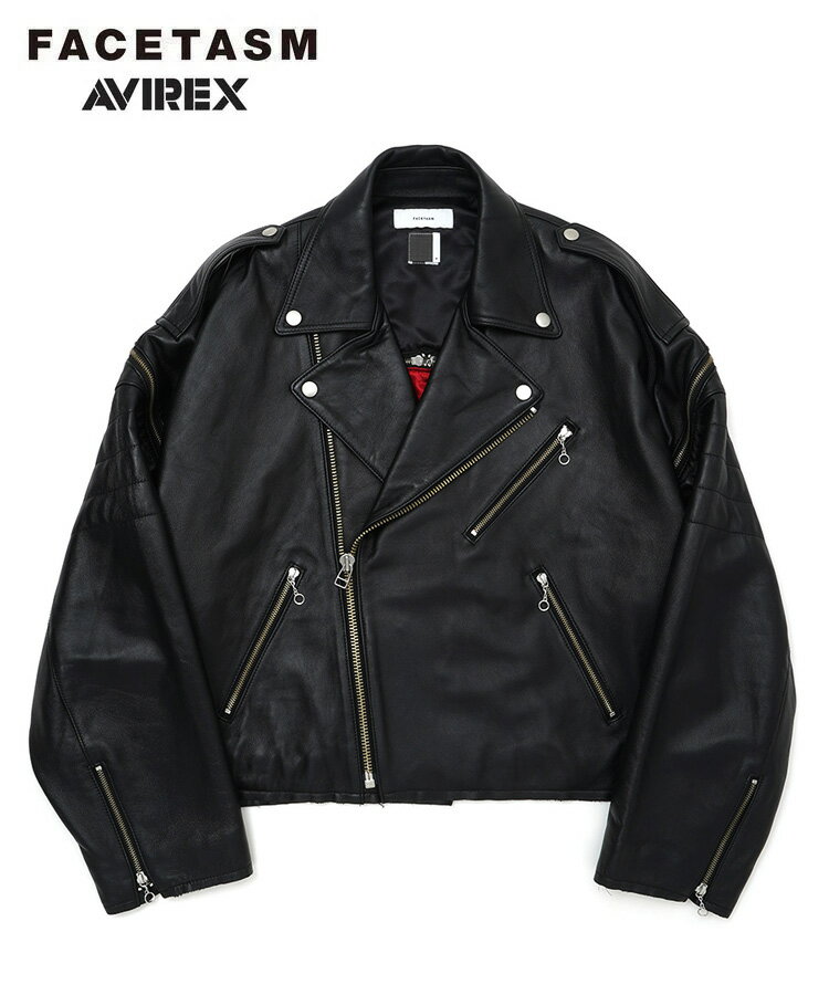 FACETASM ファセッタズム ジャケット メンズ FACETASM×AVIREX ZIP RIDERS JACKET ブラック SRO-JK-M11 トップス アウター ライダースジャケット ファスナー ジップ シープスキン 父の日 ギフト