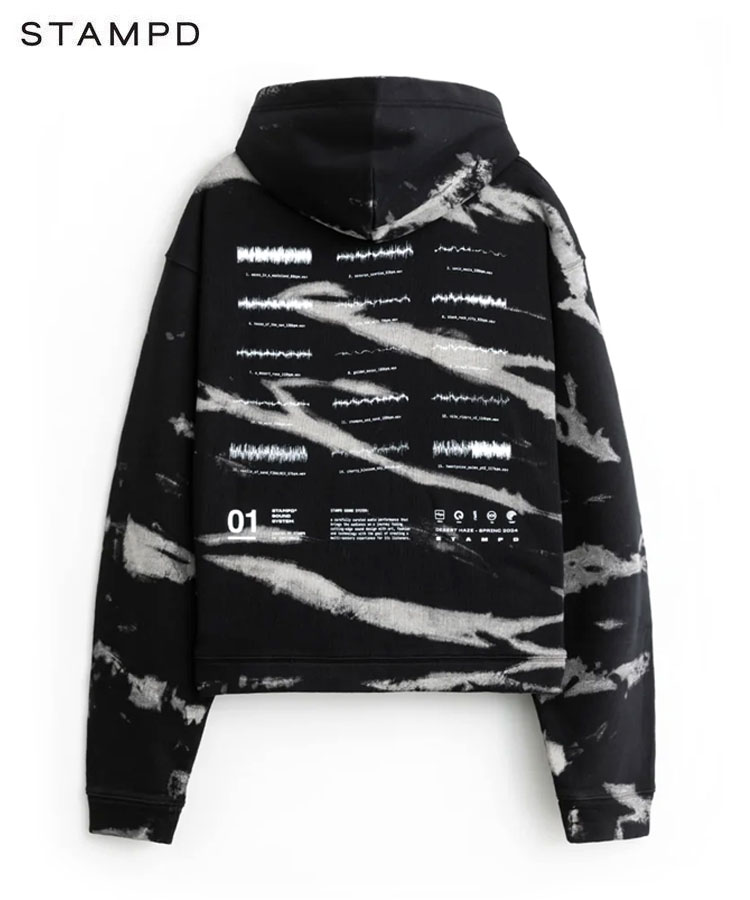 STAMPD スタンプド メンズ パーカー STAMPD SOUND SYSTEM TIE DYE CROPPED HOODIE ゼブラタイダイ SLA-M3378HD トップス 長袖 フーディー プルオーバー フレンチテリー クロップド