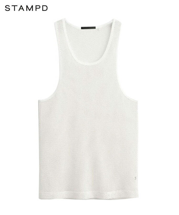 STAMPD スタンプド メンズ タンクトップ MESH TANK ホワイト SLA-M3422TK トップス メッシュ メッシュタンク シンプル レイヤード レザーパッチ 父の日 ギフト