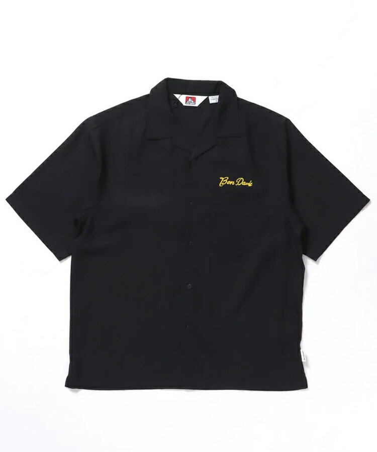 BEN DAVIS ベン デイビス メンズ シャツ JUKEBOX O/C SHIRT ブラック アイボリー 25580033 カジュアル オープンカラーシャツ 刺繍 グラフィック 半袖 ルード