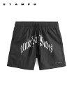 STAMPD スタンプド メンズ ショーツ UNITED IN WAVES TRUNK ブラック SLA-M3871SH パンツ ハーフパンツ ロゴ プリント ...