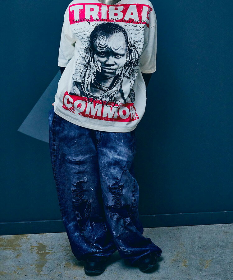 TALKING ABOUT THE ABSTRACTION トーキング アバウト ジ アブストラクション メンズ パンツ DENIM PRINT WIDE PT ブラック 2526AW-PT-002 ボトムス スウェットパンツ デニム プリント レディース ユニセックス