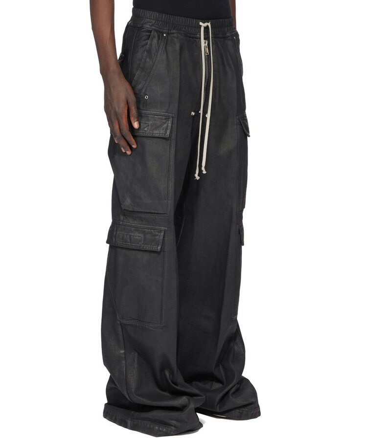 DRKSHDW ダークシャドウ メンズ パンツ DOUBLE CARGO JUMBO BELAS ブラックワックス DU02E7398 BW ボトムス デニム カーゴパンツ ワイドレグ カーゴ ドローストリング フラップポケット ワックス
