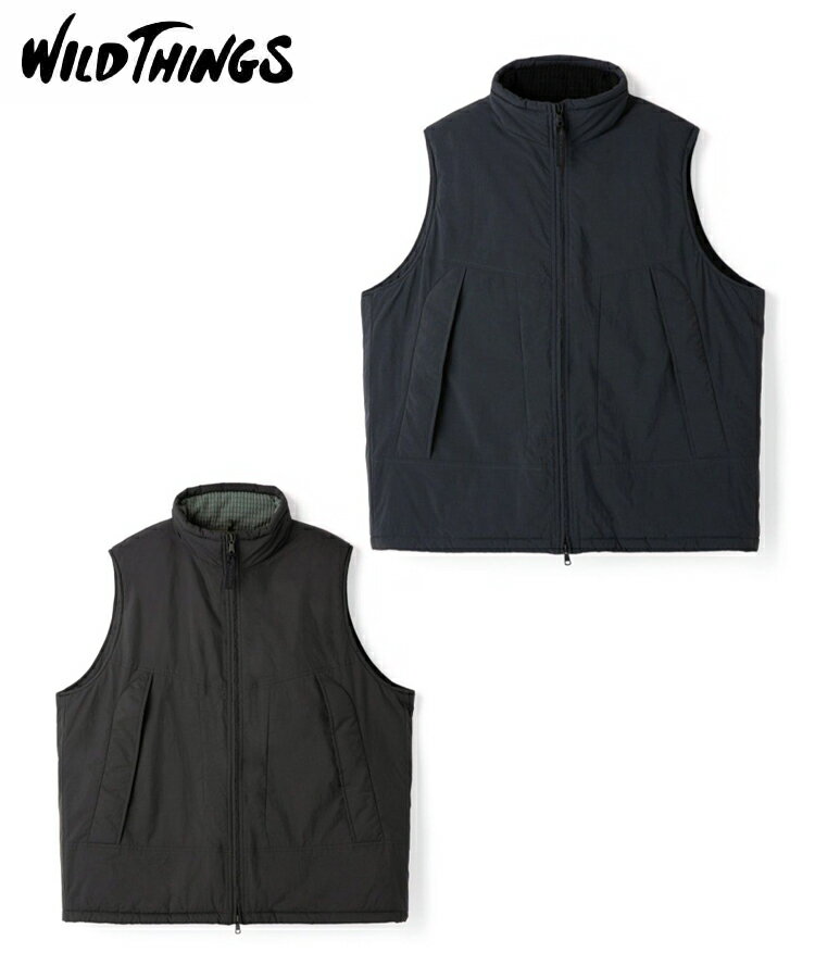 WILD THINGS ワイルドシングス メンズ ベスト MONSTER VEST モンスターベスト WT25103SK ブラック ファティーググリーン アウト ロゴ タウンユース アウトドア カジュアル