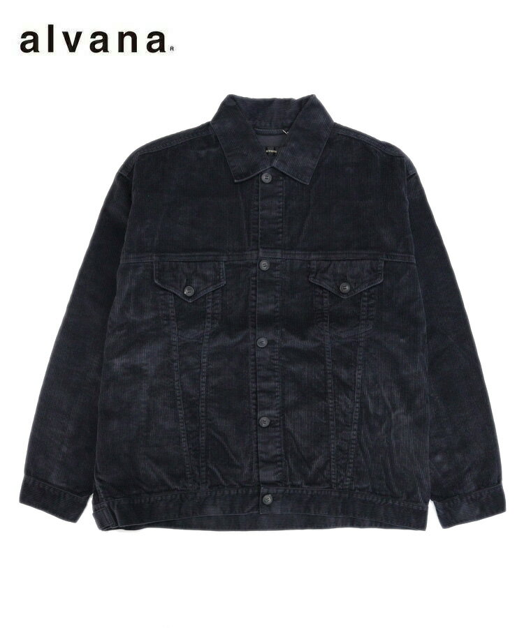 alvana アルヴァナ メンズ ジャケット CORDUROY TRACKER JACKET インクブラック ALV-90154 アウター シンプル コーデュロイ トラッカージャケット ベーシック 長袖 オーバーサイズ