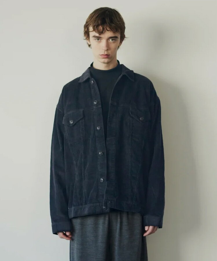 alvana アルヴァナ メンズ ジャケット CORDUROY TRACKER JACKET インクブラック ALV-90154 アウター シンプル コーデュロイ トラッカージャケット ベーシック 長袖 オーバーサイズ