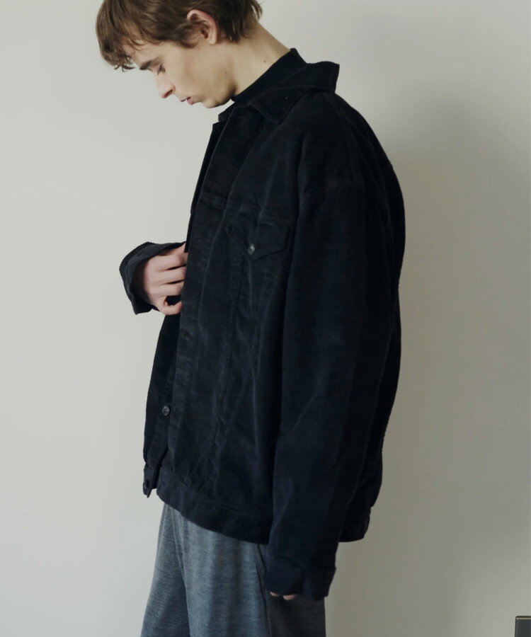 alvana アルヴァナ メンズ ジャケット CORDUROY TRACKER JACKET インクブラック ALV-90154 アウター シンプル コーデュロイ トラッカージャケット ベーシック 長袖 オーバーサイズ