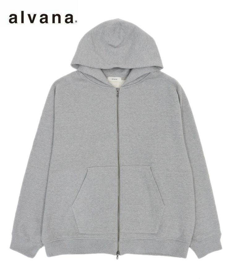 alvana アルヴァナ メンズ パーカー MASSIVE ZIP UP PARKA グレー ALV-00138 ジップアップパーカー フーディー ジップフーディー シンプル ヘビーオンス ベーシック ユニセックス