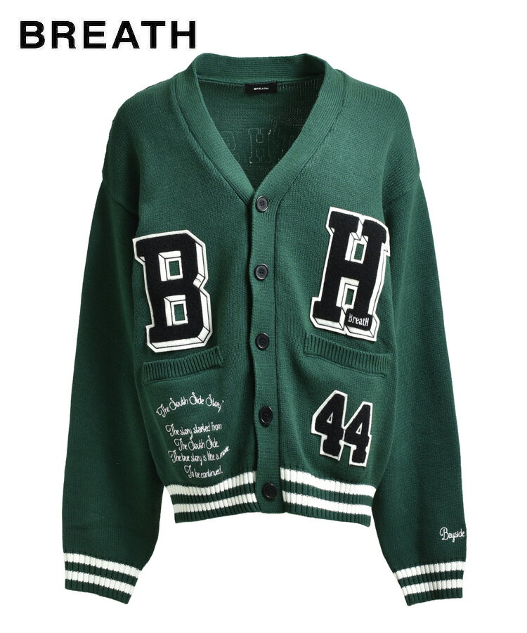 BREATH ブレス メンズ カーディガン BH PATCH KNIT CARDIGAN グリーン BR25AW-N3002 BADHOP バッドホップ トップ...