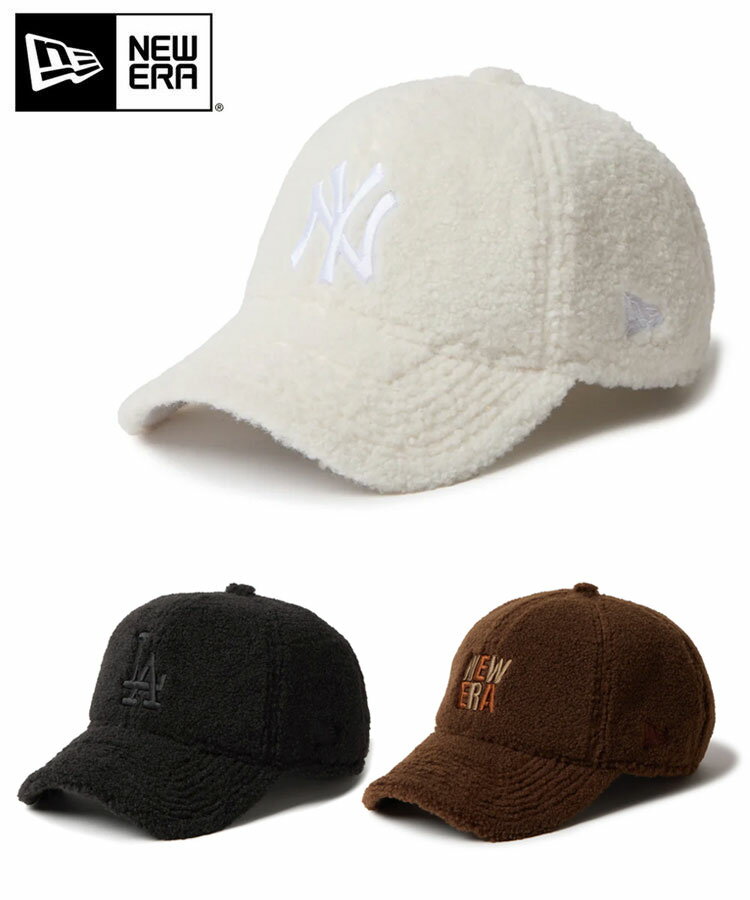 NEW ERA ニューエラ キャップ 帽子 9TWENTY Boa Logo ボアフリース ボア MLB ロゴ 無地 刺繍 サイズ調整 メンズ レディース 国内正規品 シンプル ベーシック ヤンキース ドジャース ブラック ホワイト ブラウン