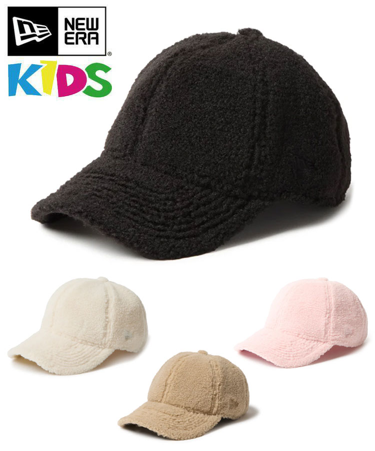 NEW ERA ニューエラ キッズ キャップ 帽子 Youth 9TWENTY Boa Fleece ユースサイズ ボアフリース 14671653 14671652 14671654 14671651 サイズ調整 スナップバック ロゴ 無地 刺繍 防寒 男の子 女の子 ユニセックス 子供 国内正規品 秋 冬 シンプル ベーシック ブラック