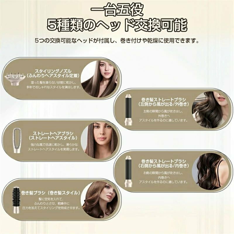多機能 電熱ブラシ ストレート ヘアアイロン ホットエアーブラシ カールドライヤー