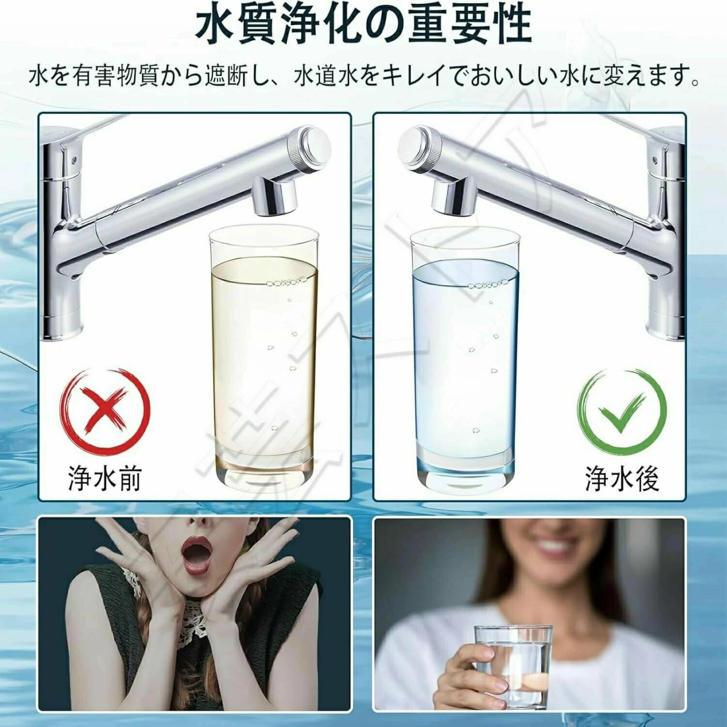 浄水栓用交換用カー 活性炭フィルターエレメント 4個入り キッチン蛇口用浄水器エ...