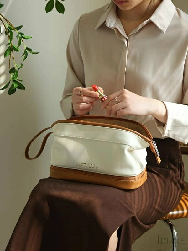 パッキング 化粧品 バッグ 防水 トラベルポーチ 旅行 メイク ブラック ポータブル ホワイト 収納 donsuzu-10026726 どんすず パッケージ画像