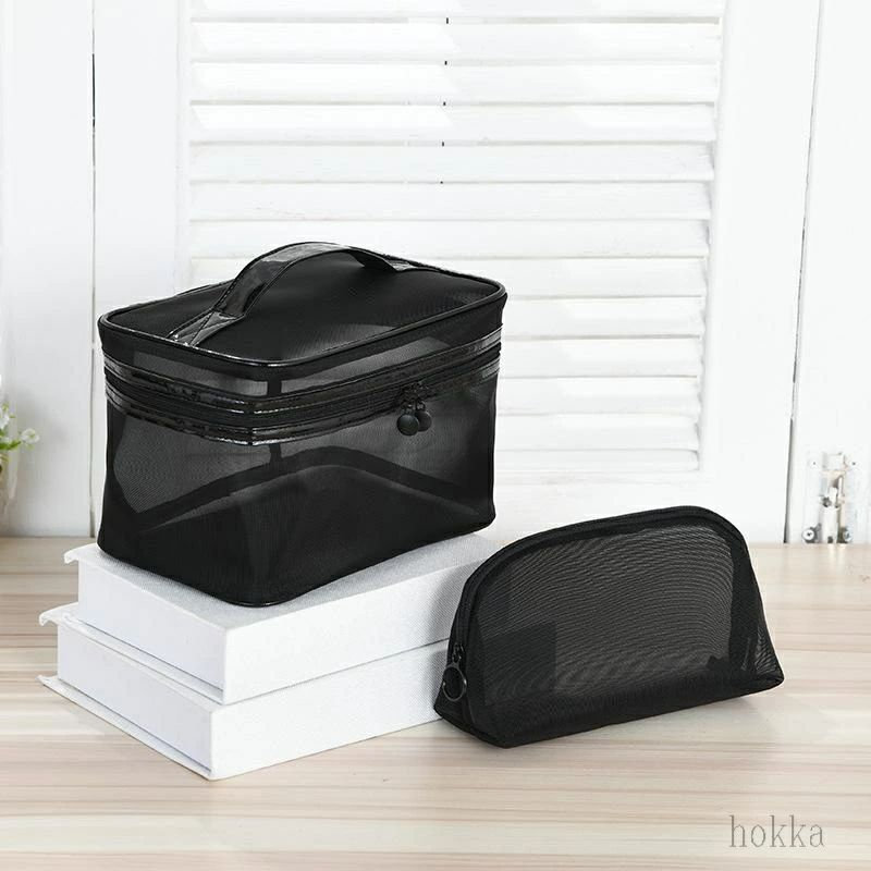 旅行 大容量 化粧品 ブラック 収納 バッグ ポータブル トラベルポーチ メッシュ パッキング donsuzu-10026802 どんすず パッケージ画像