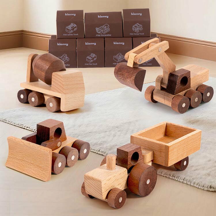 木製 知育玩具 木のおもちゃ 無着色 車おもちゃ 赤ちゃん 天然木 はじめての車おも...