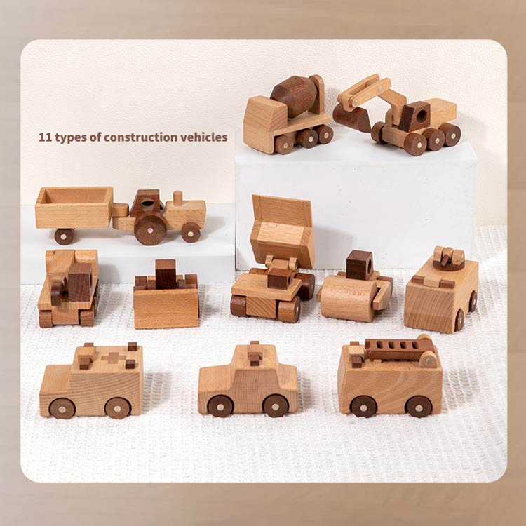 木製 知育玩具 木のおもちゃ 無着色 車おもちゃ 赤ちゃん 天然木 はじめての車おも...
