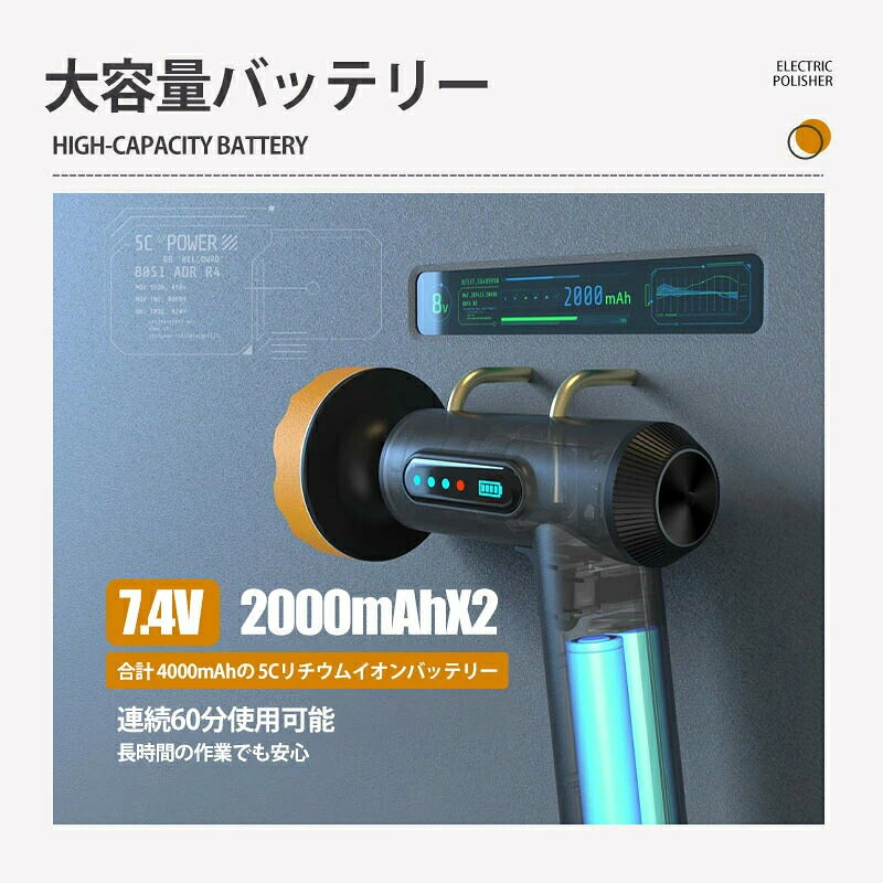 75mm 車磨き コンパクト 軽量 充電式 研磨 家庭用 床磨き ポリッシャー カーポリッ...