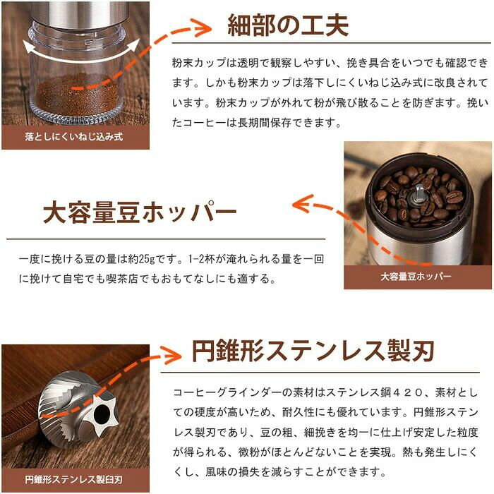 臼式 電動ミル ス 粒度調整 コーヒーグラインダー コーヒー豆 金属刃 ひき機 均一...