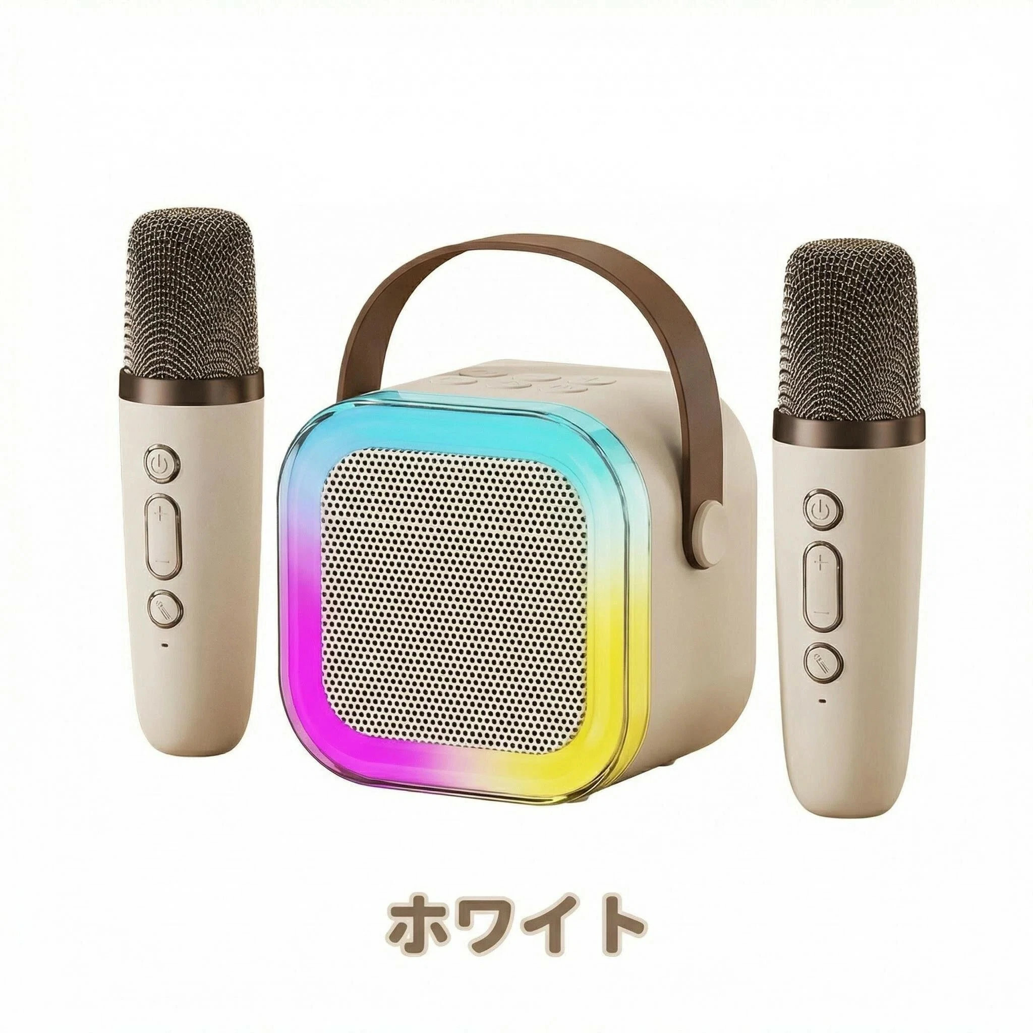 Bluetooth 2 マイク 家庭用 ライト デュエット LED ワイヤレススピーカー 本付き