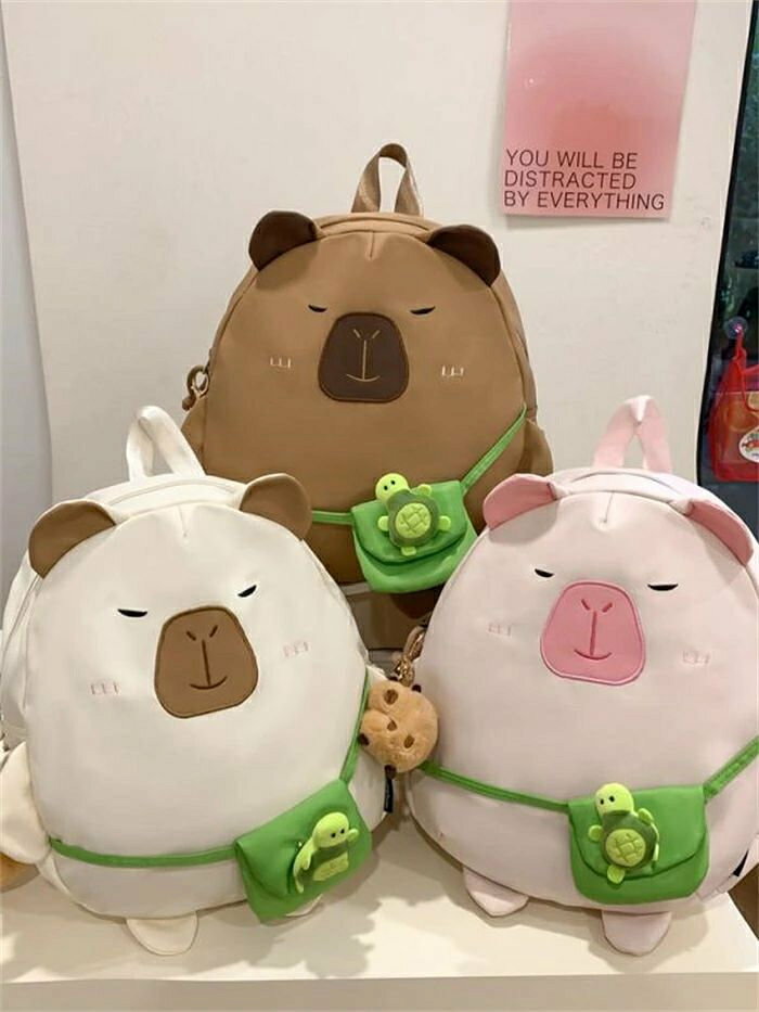 リュックサック レディース カピバラ柄 バッグ 小物 ブランド雑貨 新登場! A:茶 B:ピンク C:白 D:茶カピバラ掛具 E:ピンクカピバラ掛具 F:白カピバラ掛具 大 中 小斜め掛け