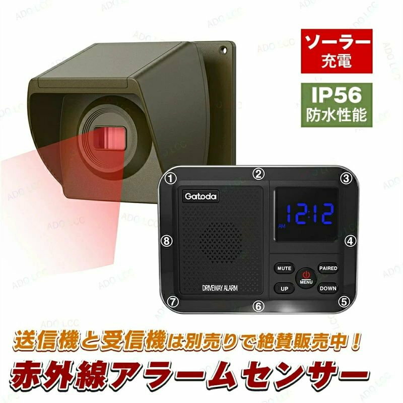 【受信機と送信機、別々に販売中！】赤外線アラームセンサー 人感センサーチャイム...