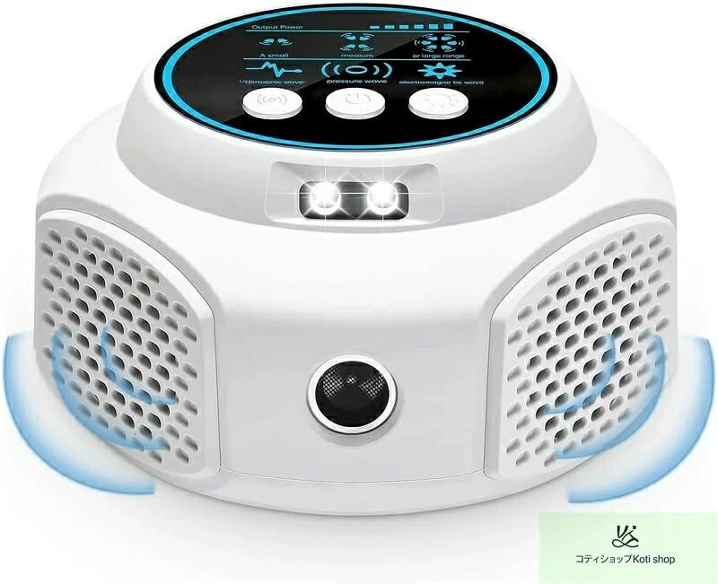 この商品について 【360°ネズミ撃退・動作原理】2024電子超音波技術の更新によって、超音波ネズミ駆除器 は、現代の先進的なテクノロジーにより、超音波を発してLEDライトを点滅させることで、害獣や害虫（例：ネズミ）の神経系等と聴覚を刺激して不快感を与え、その場を離れさせることによって、食物や家具の損失を防止します。製品が発する超音波の周波数は断続的に変化するため、3種類の超音波モードと360°フラッシュライトの組み合わせでネズミなどの害虫を撃退します。害獣や害虫が「適応」したり、「耐性」を持ったりすることがありません。4つのスピーカーなどの改良により、従来品より有効範囲が広くなり、対応害虫種類も増え、退治効果も高めます。 【4つのスピーカー・活躍範囲80-120平方メートル】4つの超音波スピーカーが360度に放射し、ナイトストロボ機能と組み合わせることで、昼夜問わずネズミやゴキブリなどの害虫を効果的に撃退できます。3種類の超音波モードとフラッシュライトの組み合わせでネズミなどの害虫を360°撃退します。全方位的にお宅を守れます。ネズミ撃退器は約80-120平方メートルの広さに対応！ご家庭、キッチン、飲食店、納屋、屋根裏 、車庫、オフィス、地下、倉庫など様々な場所で大活躍できます！障害がないとこるに部屋ごとに1個に最適です！ずっと使えるコスパ最強のネズミ、蚊取り器、害虫駆除装置です。毎日24時間使用することをお勧めします。雨滴のかかる場所や多湿の場所では使用しないでください。連続モードで10日以上使用したら自動モードに切り替えることをお勧めします。少なくとも15日以上続けて使用すると、効果が現れます。 【安全性と信頼性】ネズミ駆除器人間/ペットにとって安全です。超音波式害獣・害虫駆除器が発する超音波の周波数範囲は20KHzから65KHzです。これは害獣や害虫が嫌がる周波数ですが、人の耳と聴覚で聞き取れる範囲よりも低い周波数であるため、子供やペットに対する悪影響はありません。無毒無害なので、妊婦や子供がいる家庭でも安心してご使用いただけます。電池や充電は必要ない、USB端子を電源に接続してモードを選択するだけで、自動的に動作を開始します。定格出力5W、1ヶ月連続使用で3kWh以下。機械の操作に不慣れな方でも、手軽にお使いいただけます。 【使用方法について】コンセントに挿すだけで、すぐに使えるネズミ・害虫駆除装置です。超音波モード・電磁波モード・超音波+電磁波モードの三つのモードを自由に切り替え、強度も低い程度から高い程度へと調節できます。真ん中のボタンは電源ボタンで、一度押してからオンにします。右のボタンはフラッシュライトのボタンで、電源ボタンを押してから、右のボタンを押して、フラッシュライトをオンにします。左のボタンは超音波ボタンで、電源ボタンを押してから、左のボタンを一度押して、音無しの超音波モードに入ります。左のボタンをもう一度押して、音が出る電磁波モードに入ります。電源ボタンを押してから、右のボタンを押して、次は左のボタンを二回押して設定完成します。取付後1〜4週間以内に害虫の数が減少することが判明できます。 ■【注意事項】 ※画像はご覧になっているモニターやPCなどの環境により、実物と多少カラーが異なる場合がございます。 ※ページに記載の通りですが、製造時期や改良などによって仕様が若干異なる場合がございますので何卒ご了承下さい。 ※基本的には全国一律送料無料と対応させていただきますが、ご送付先は沖縄・北海道など離島の場合は2500円の送料をご請求させていただきます、ご注文後追加送料があります。 ※色味やサイズが異なるなどのクレームはご対応致しかねますので、ご了承ください。 ※商品のサイズは採寸方法によって、若干な誤差が生じる場合はあります。ご了承ください。 ※こちらの対応と商品について何かご不満がありましたら、「レビュー」を付ける前に一度ショップとご連絡してお願いいたします、ショップの誠意を持って最後まで対応させていただきます。 ■【品質保証】 ◎※販売している商品は全て新品未使用です、倉庫から出荷前に商品検査必要ですので、商品箱を開封する場合もございます、予めご了承くださいいませ。 ◎※初期不良の場合は到着後3営業日以内にご連絡ください。 ◎※初期不良の場合は写真やビデオをご提供下さい、確認後無料で新品交換もしくは御返金致しますのでご連絡下さい。 ◎※写真やビデオをご提供出来ない場合は技術者と確認できません、返品返金対応出来ない可能性が御座います、予めご了承くださいいませ。