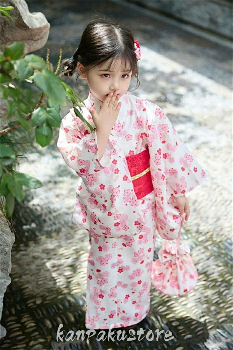 浴衣 子供 ゆかた 花柄 yukata 女の子 子ども キッズ お祭り 文化祭 簡単着付け 作...