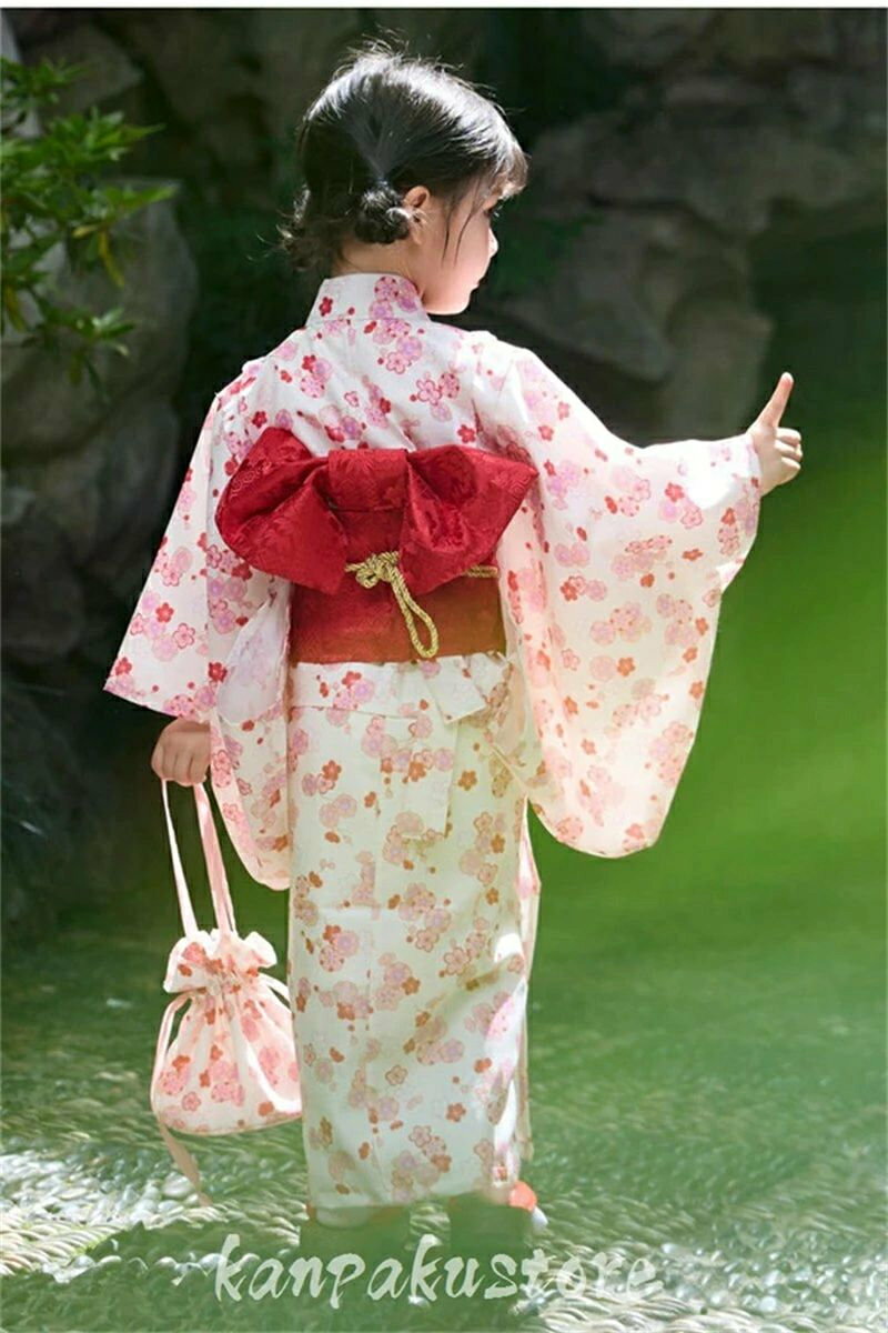 浴衣 子供 ゆかた 花柄 yukata 女の子 子ども キッズ お祭り 文化祭 簡単着付け 作...